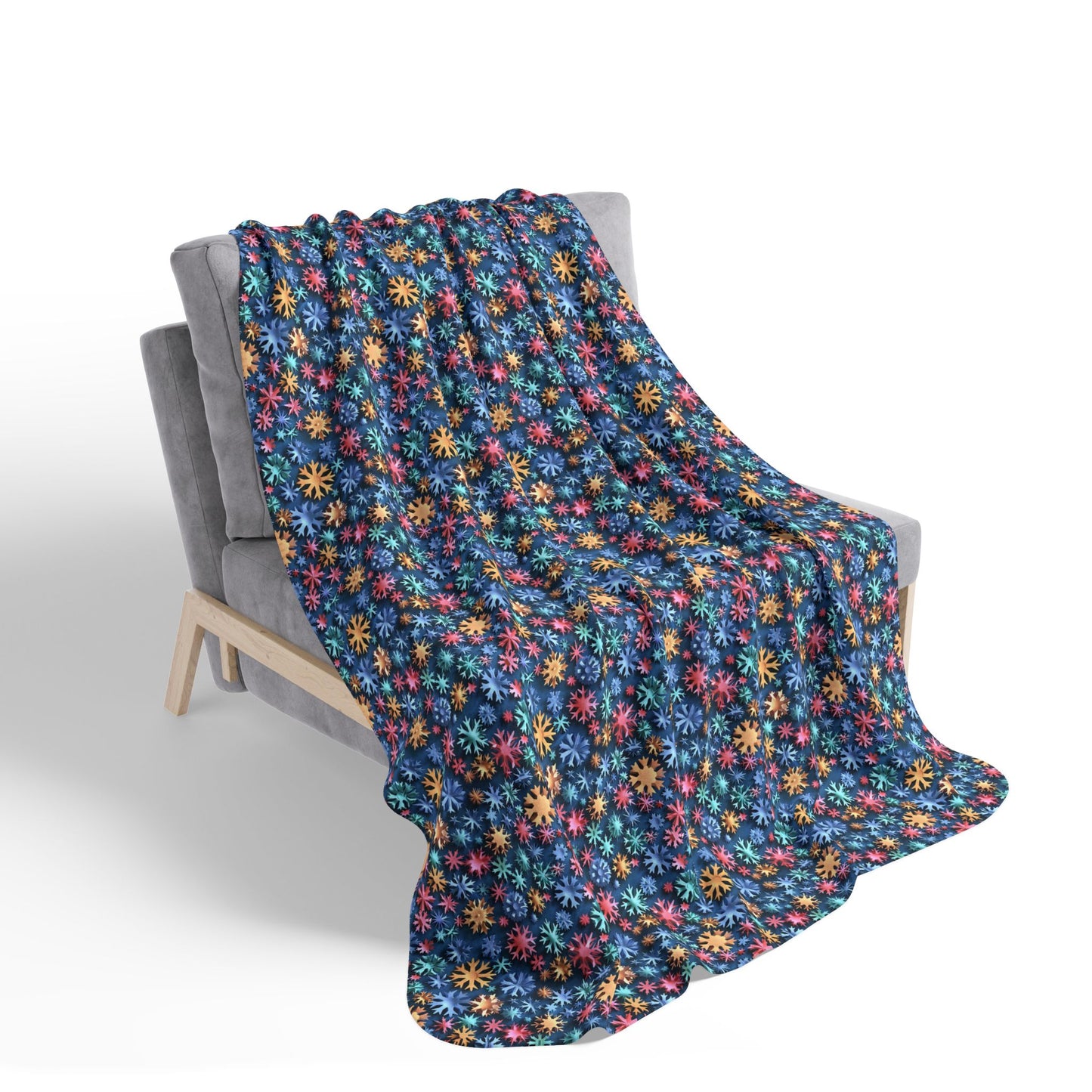 Colorful Snowflakes 1 Fleece Sherpa Blanket