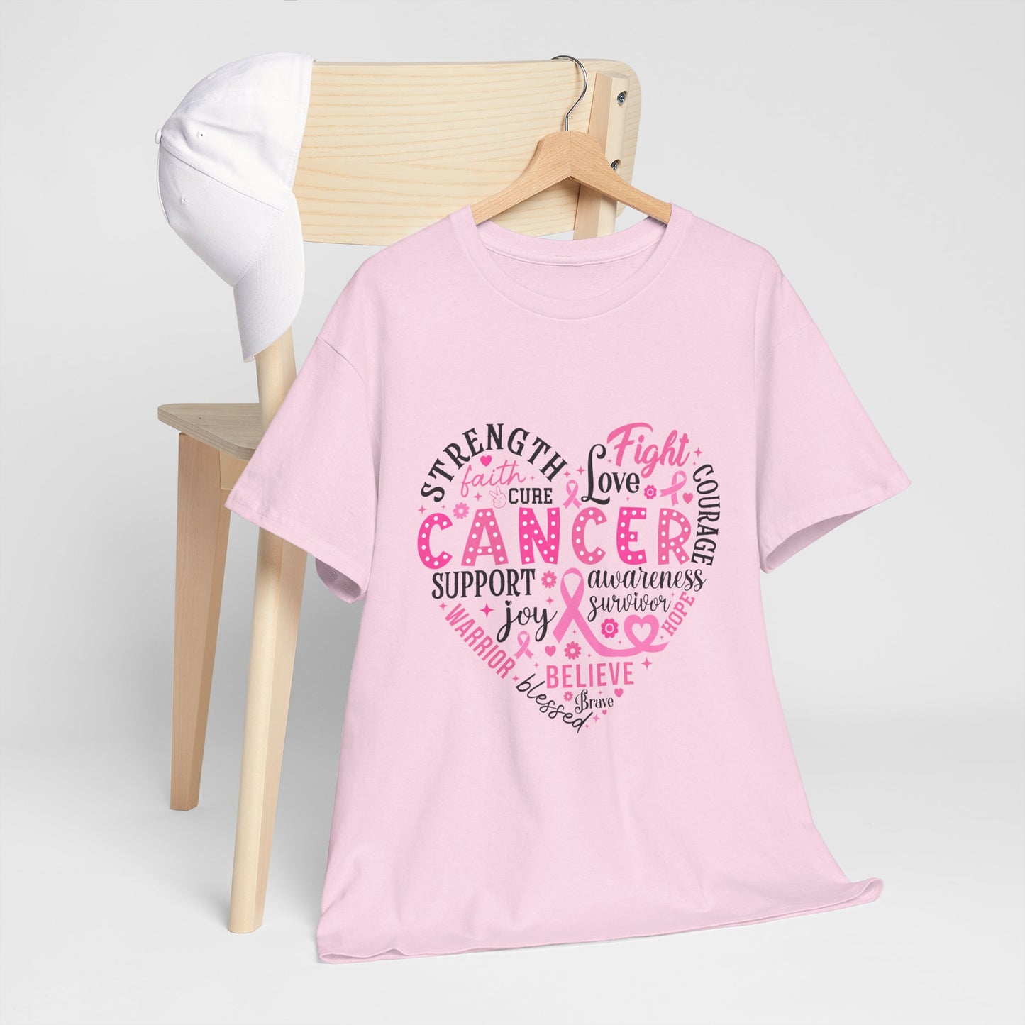 Breast Cancer Awareness Black Lettering Unisex Heavy Cotton Tee