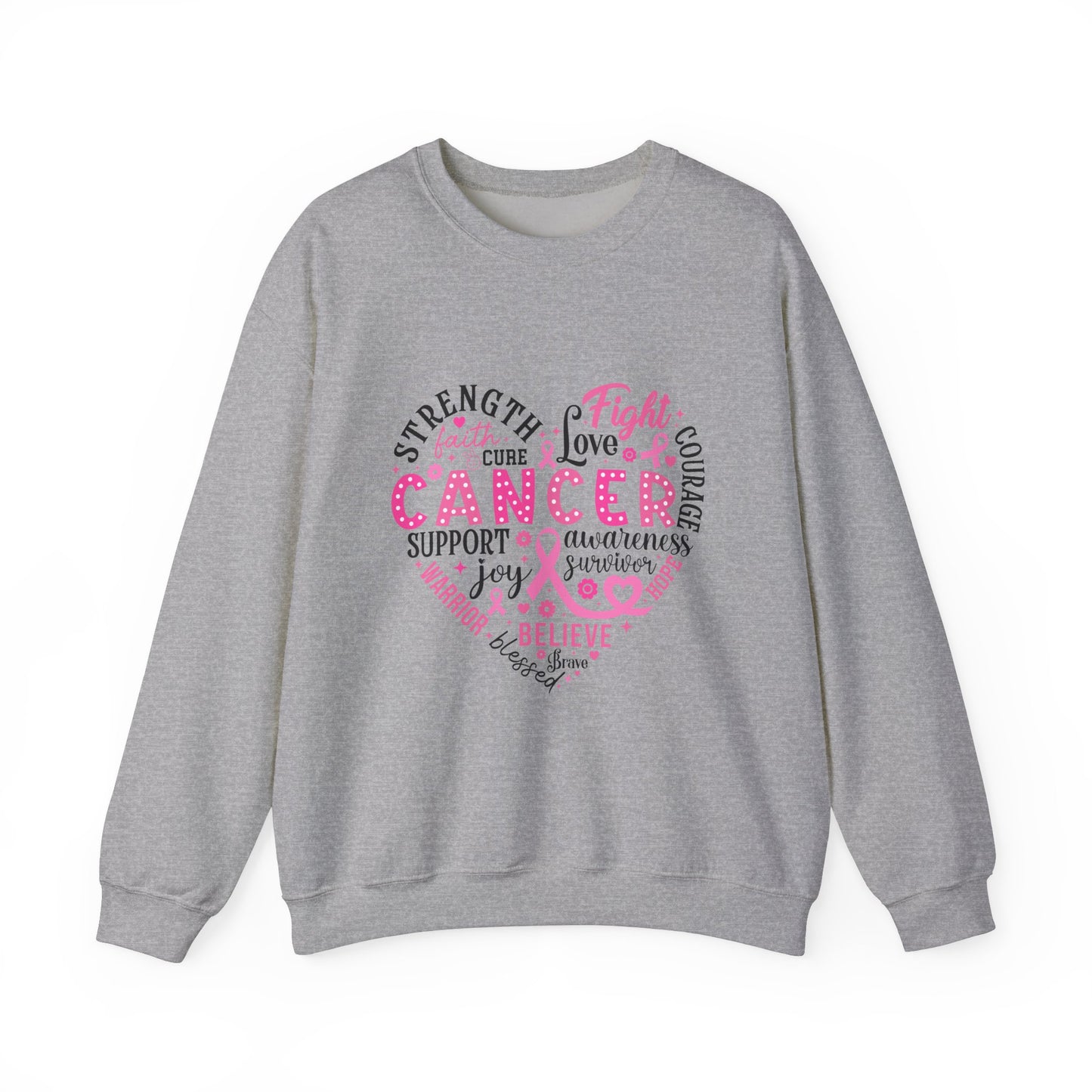 Breast Cancer Awareness Black Lettering Unisex Heavy Blend™ Crewneck Sweatshirt