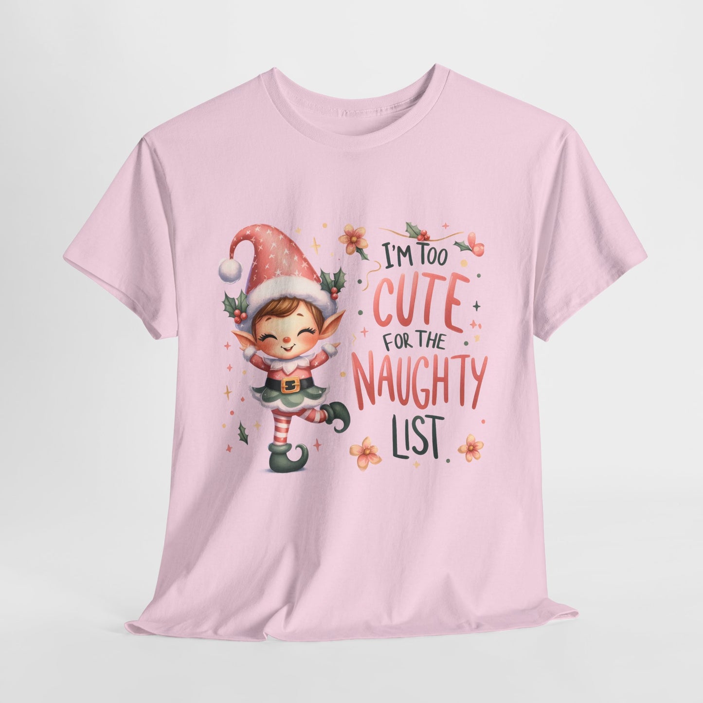 Too Cute To Be Naughty Christmas Heavy Cotton Tee