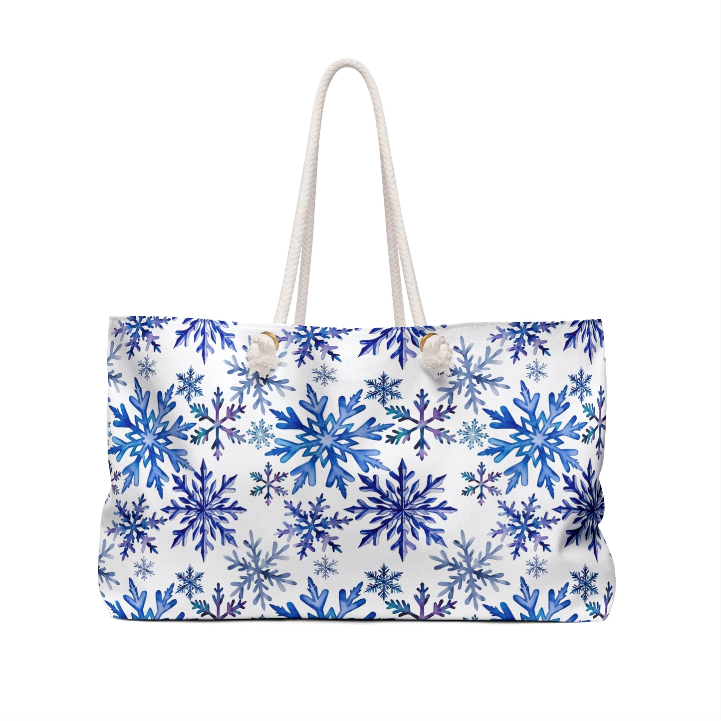 Blue Winter Snowflakes Weekender Bag