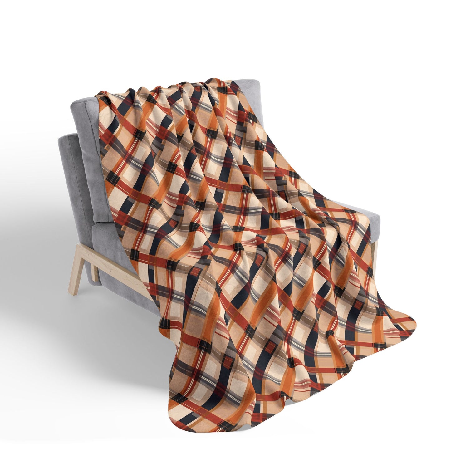 Autumn Plaid 3 Fleece Sherpa Blanket