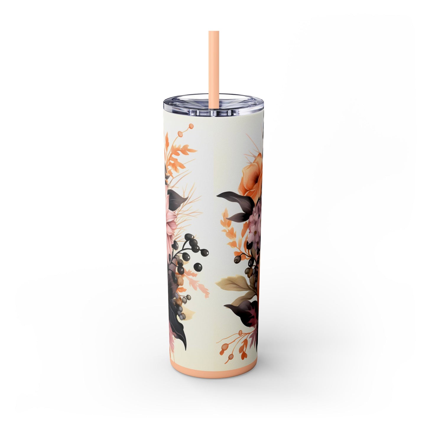 Fall Pumpkins Skinny Tumbler with Straw, 20oz - Style 1