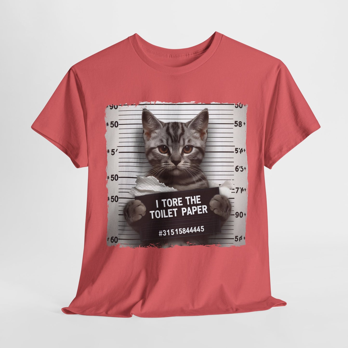 I Tore The Toilet Paper Funny Cat Heavy Cotton Tee