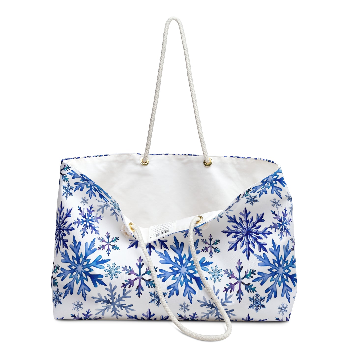 Blue Winter Snowflakes Weekender Bag