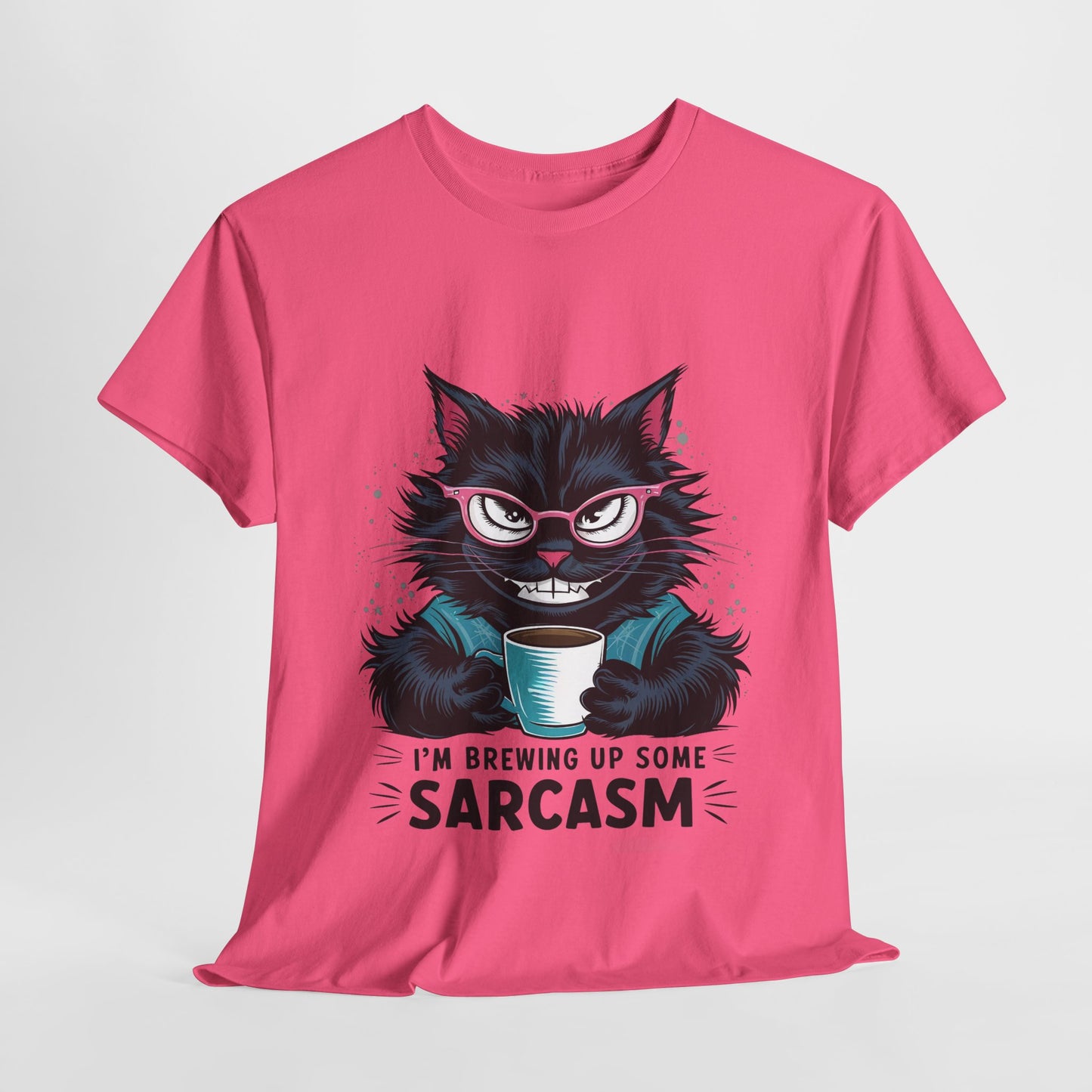 Brewing Up Some Sarcasm Funny Cat Heavy Cotton Tee