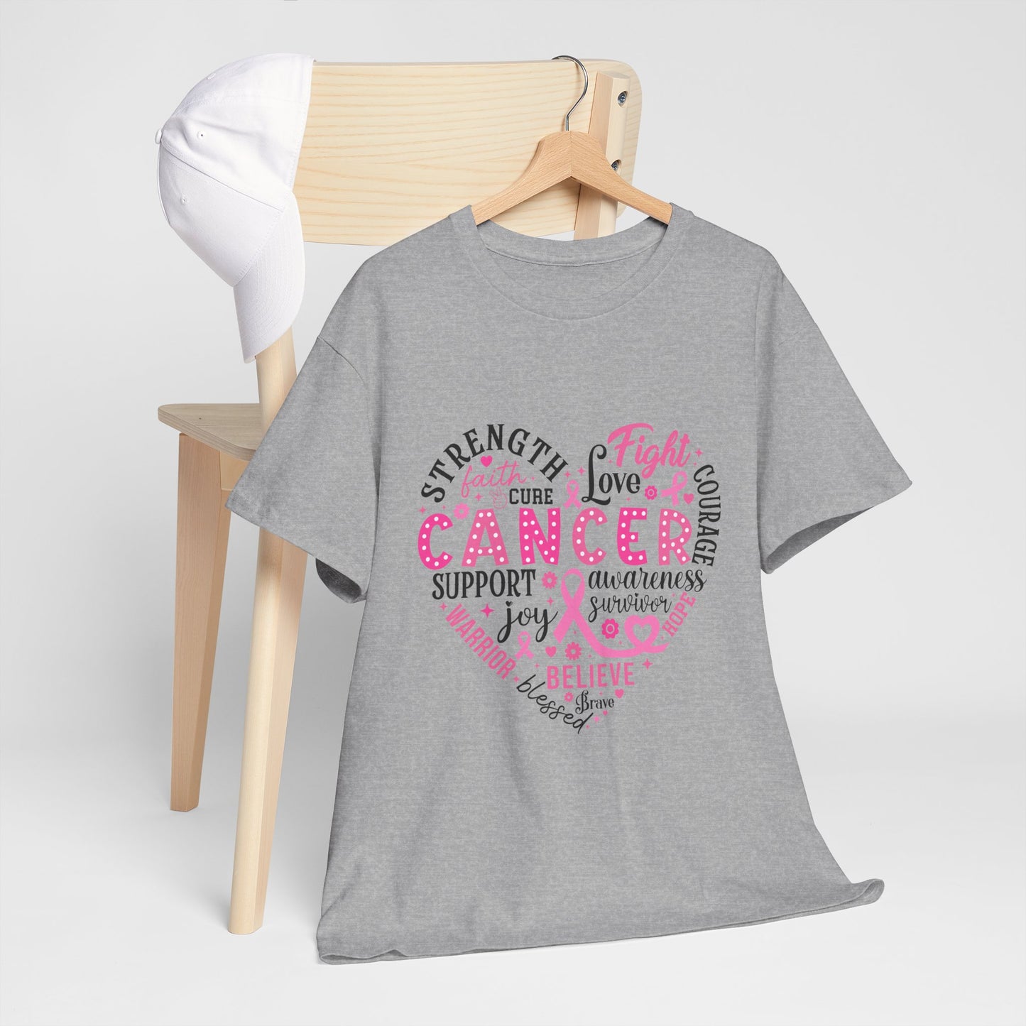 Breast Cancer Awareness Black Lettering Unisex Heavy Cotton Tee