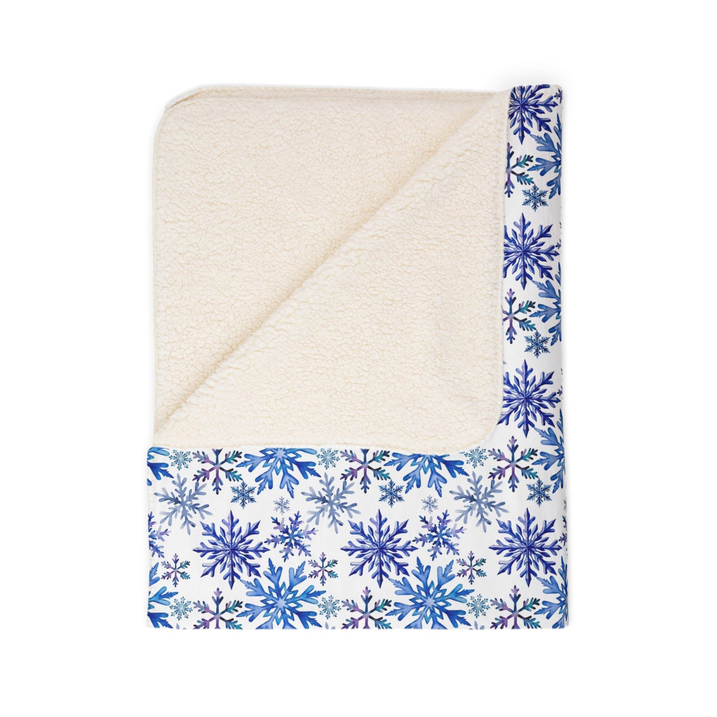 Blue Winter Snowflakes Fleece Sherpa Blanket