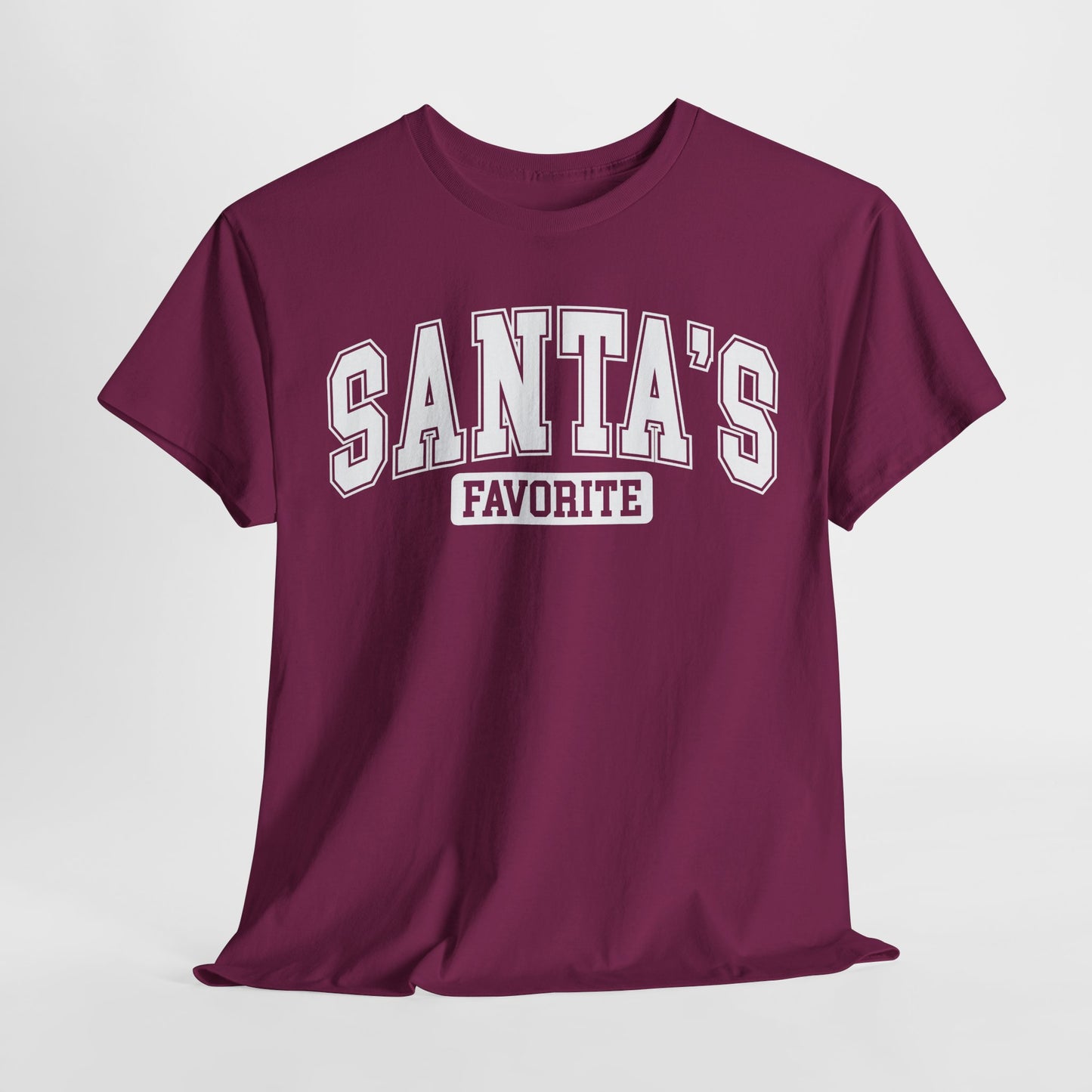 Santa's Favorite White Lettering Christmas Heavy Cotton Tee