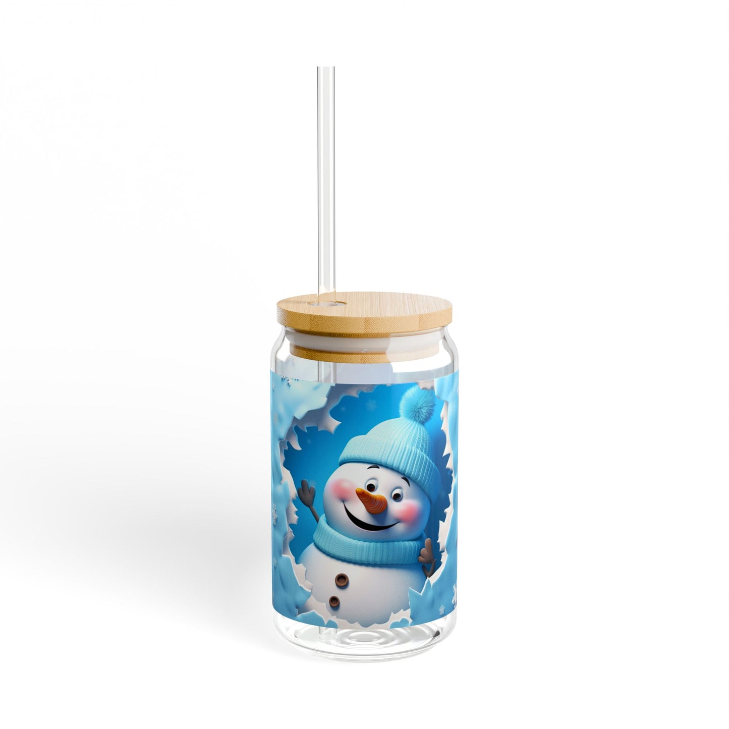 Blue Snowman Sipper Glass