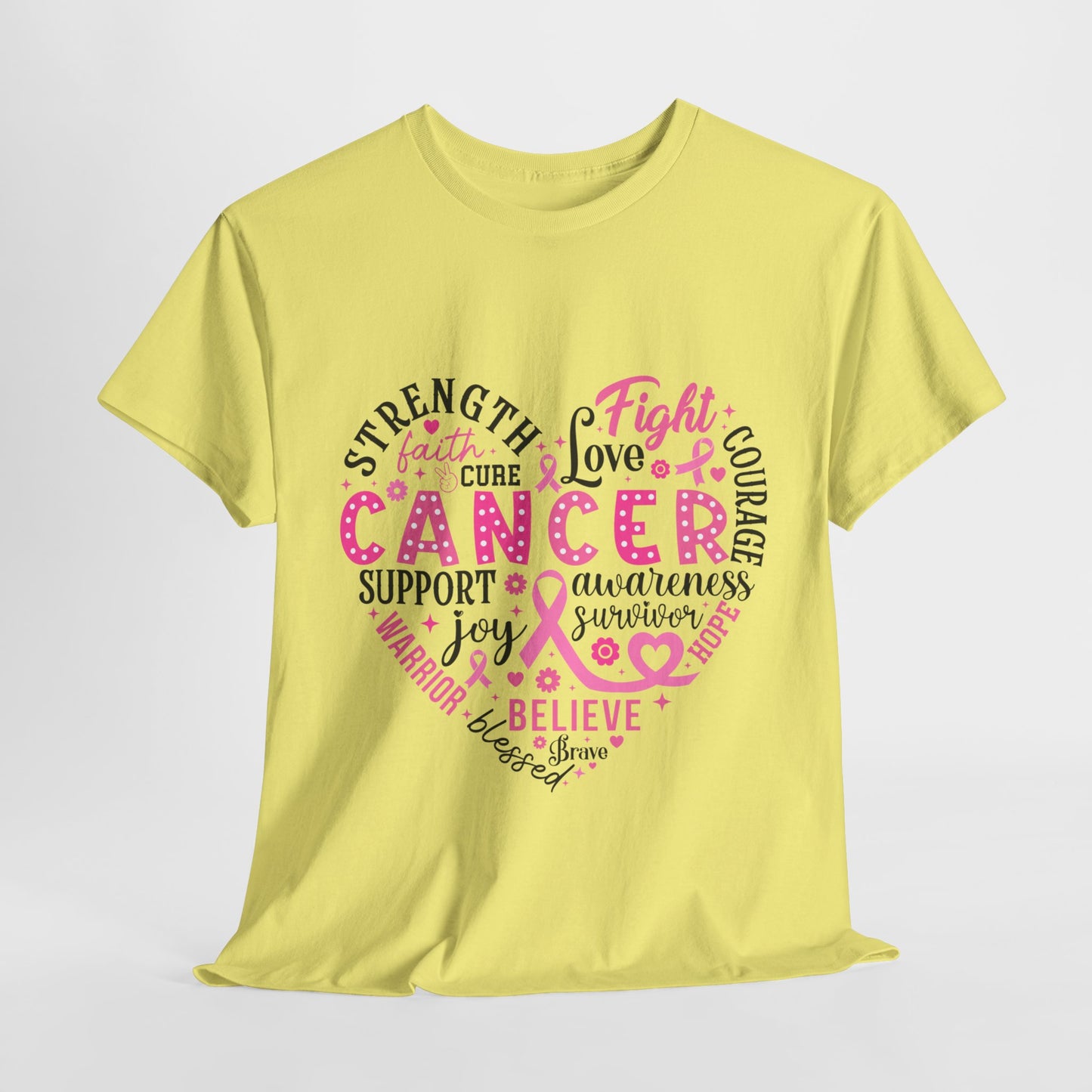 Breast Cancer Awareness Black Lettering Unisex Heavy Cotton Tee