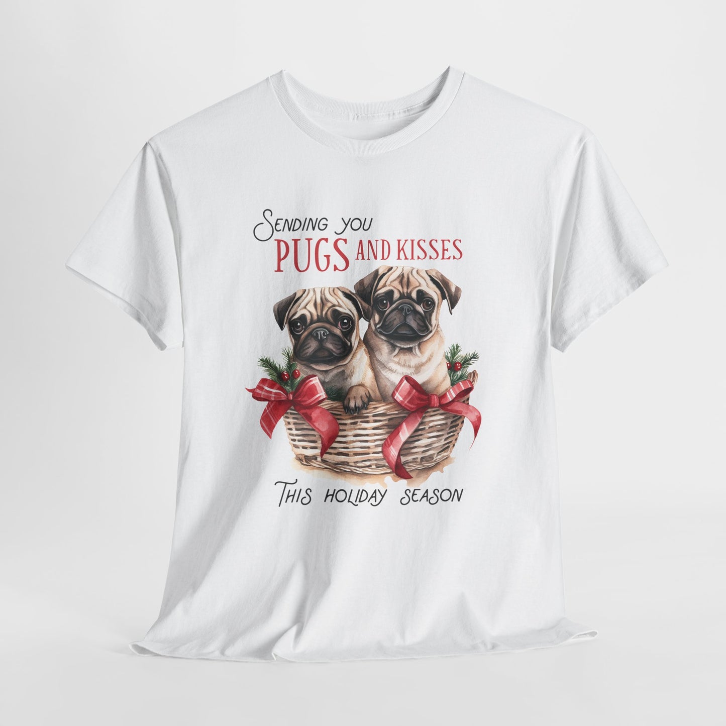 Christmas Pugs Heavy Cotton Tee