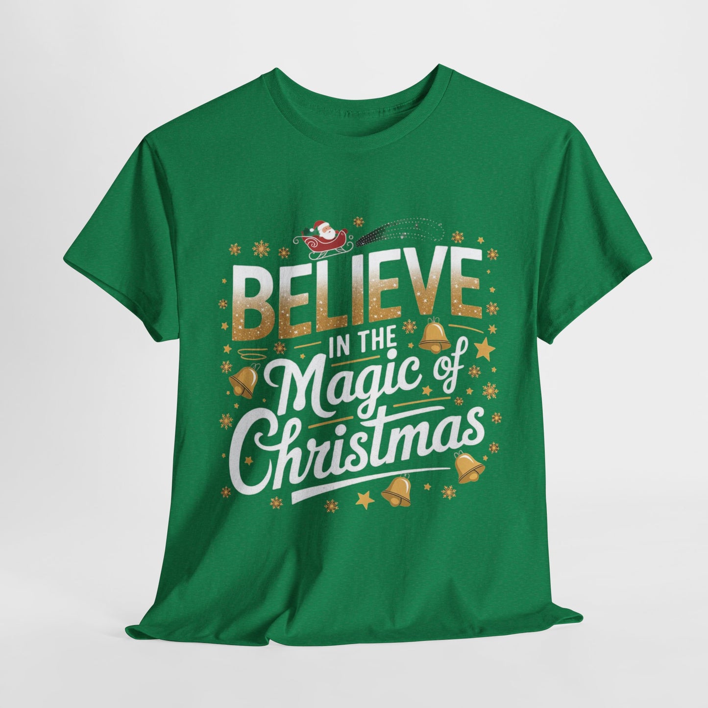 Believe In The Magic Of Christmas Gold Accents Heavy Cotton Tee