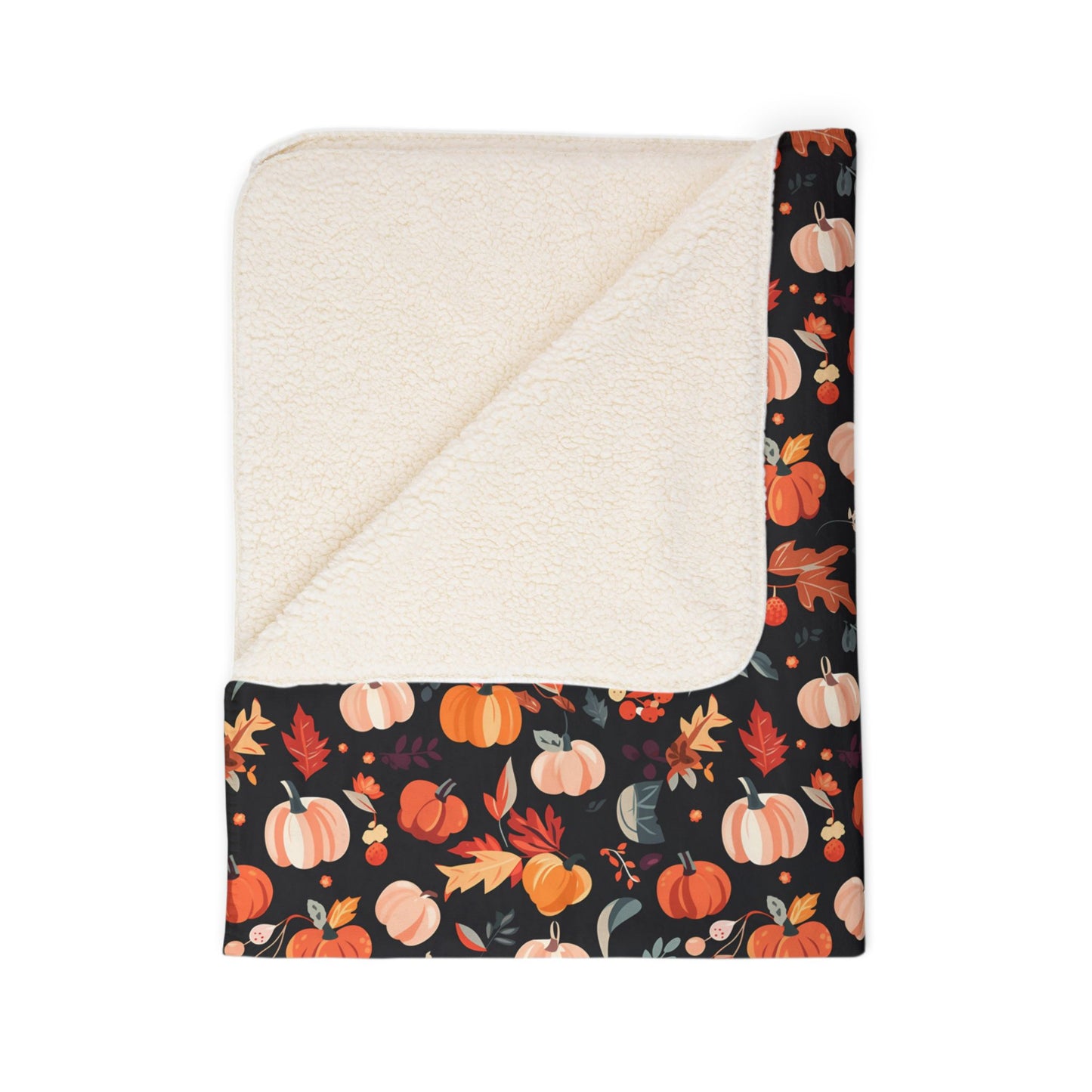 Autumn Pumpkins 1 Fleece Sherpa Blanket