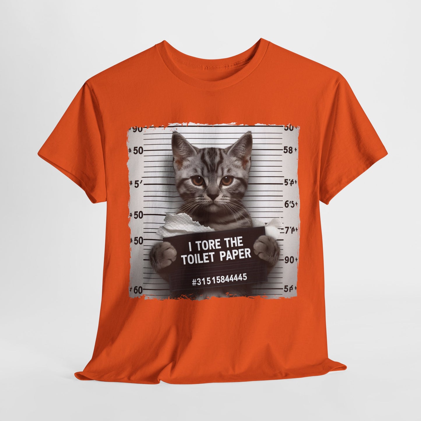 I Tore The Toilet Paper Funny Cat Heavy Cotton Tee