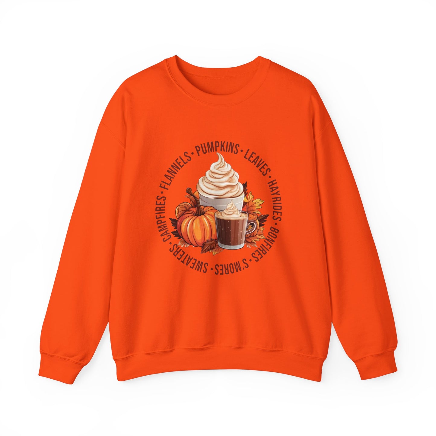 Fall Favorites Campfires Pumpkins Flannels Unisex Heavy Blend™ Crewneck Sweatshirt