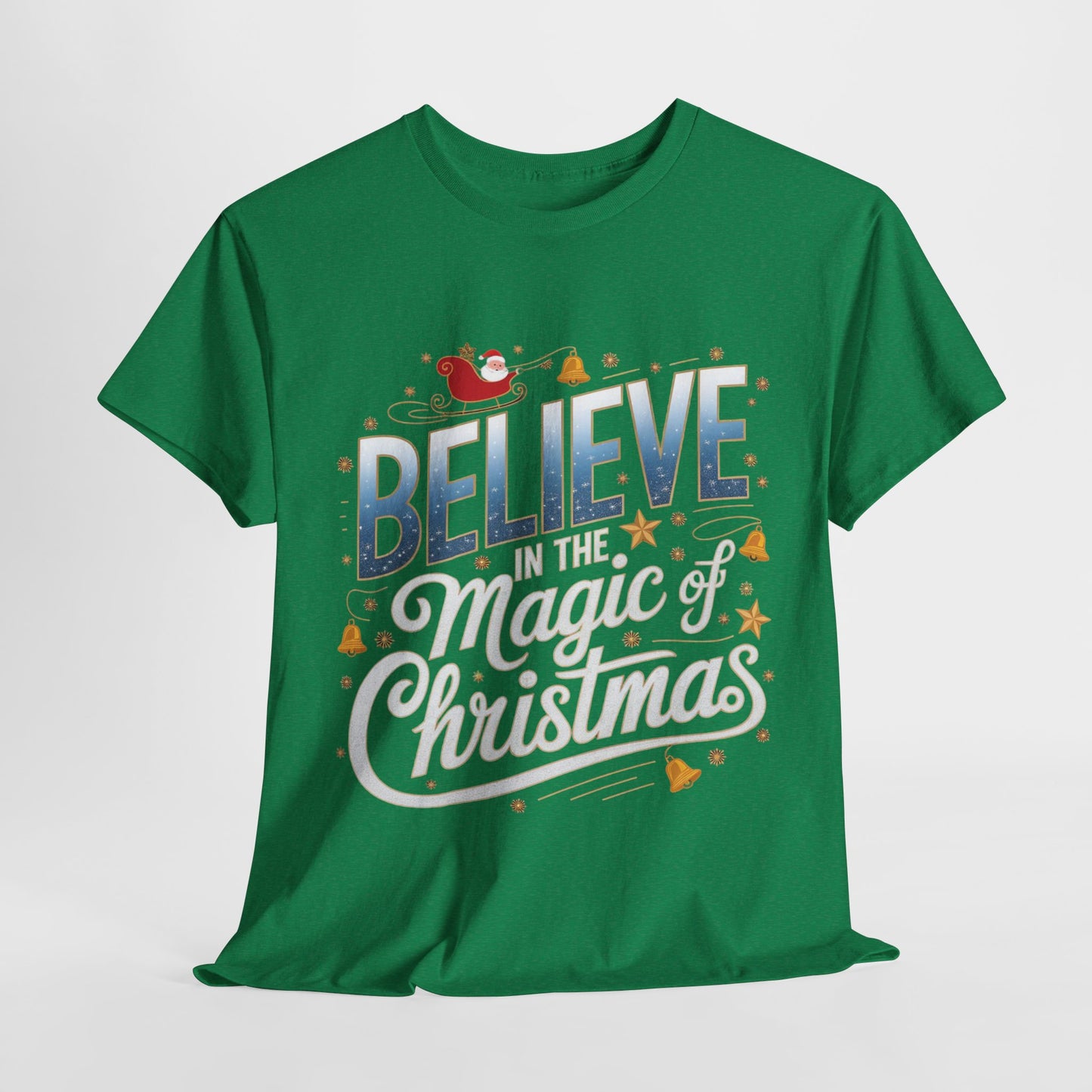 Believe In The Magic Of Christmas Blue Accents Heavy Cotton Tee