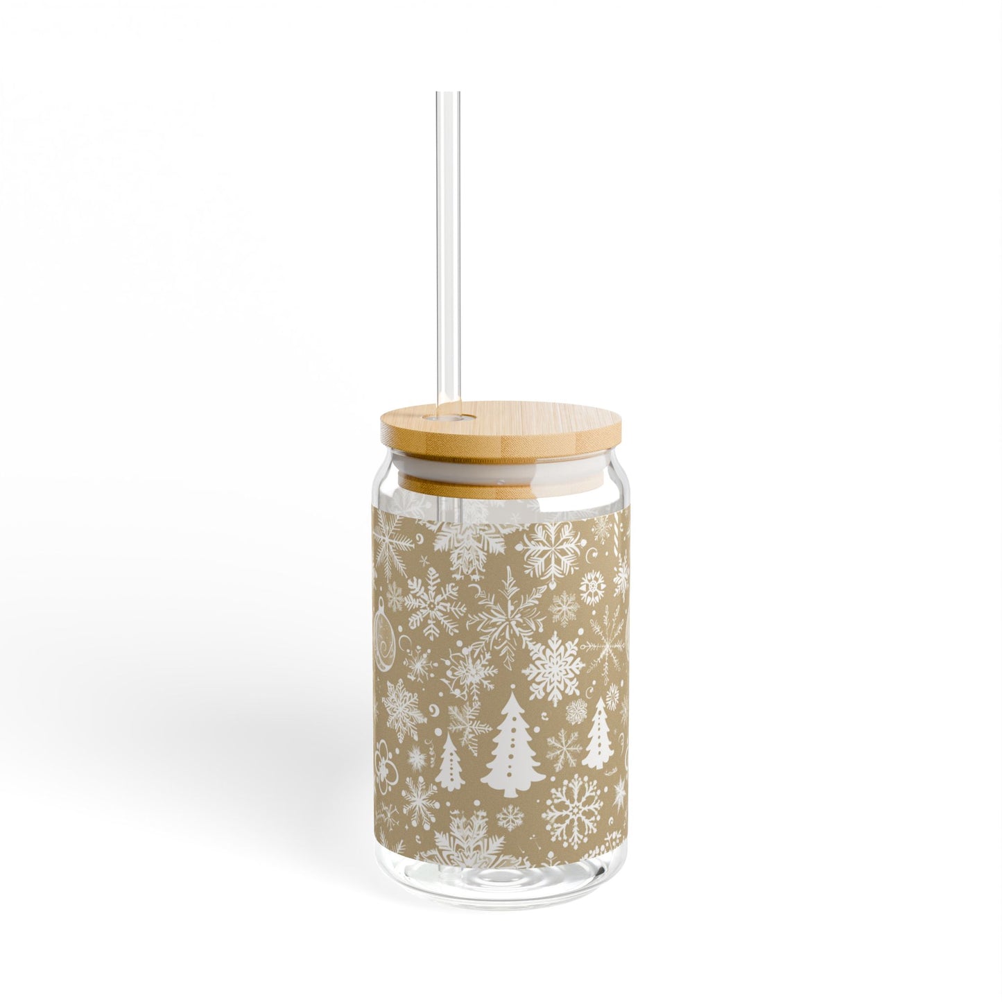 Beige Winter Wonderland Sipper Glass