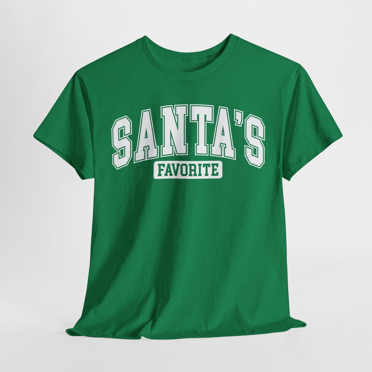 Santa's Favorite White Lettering Christmas Heavy Cotton Tee