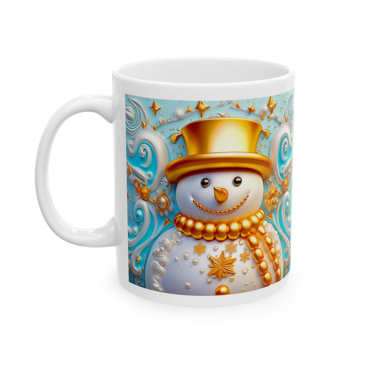 Gold Snowman Ceramic Mug