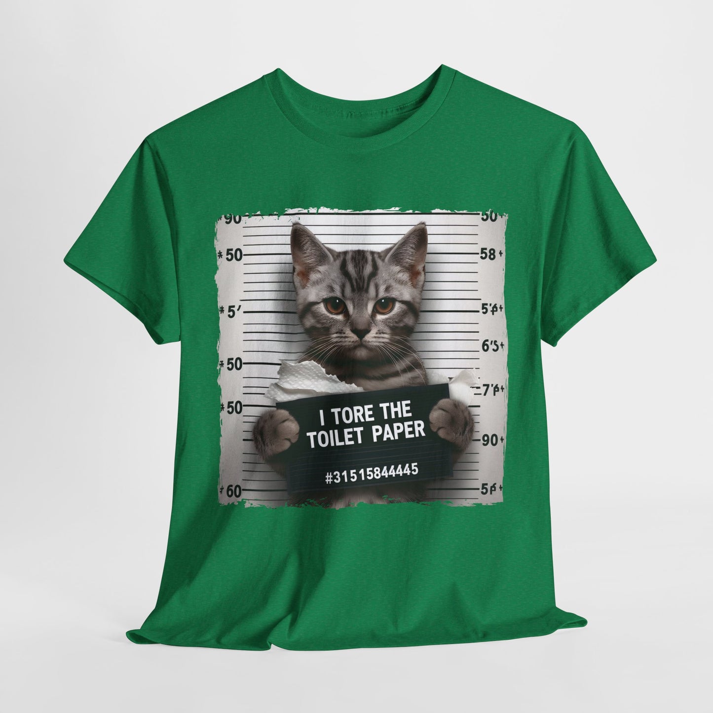 I Tore The Toilet Paper Funny Cat Heavy Cotton Tee