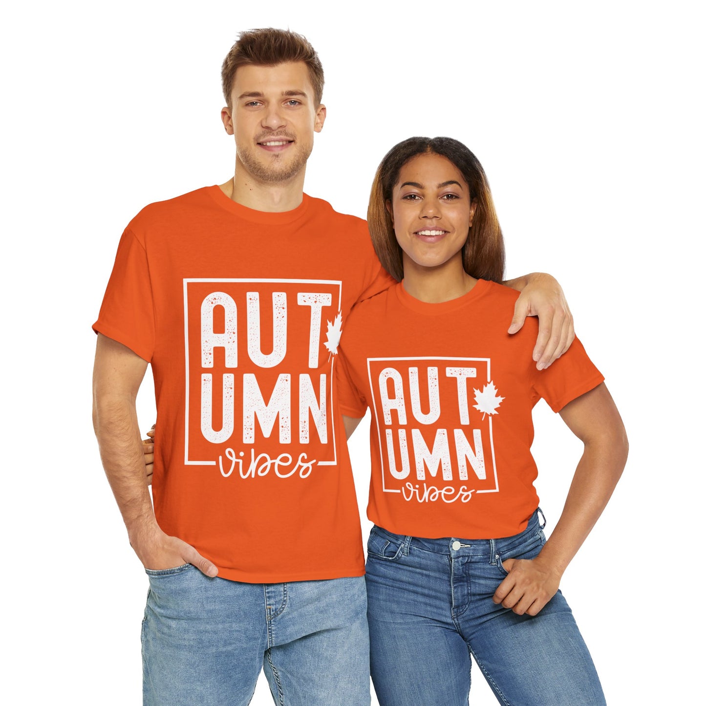 Autumn Vibes White Lettering Unisex Heavy Cotton Tee