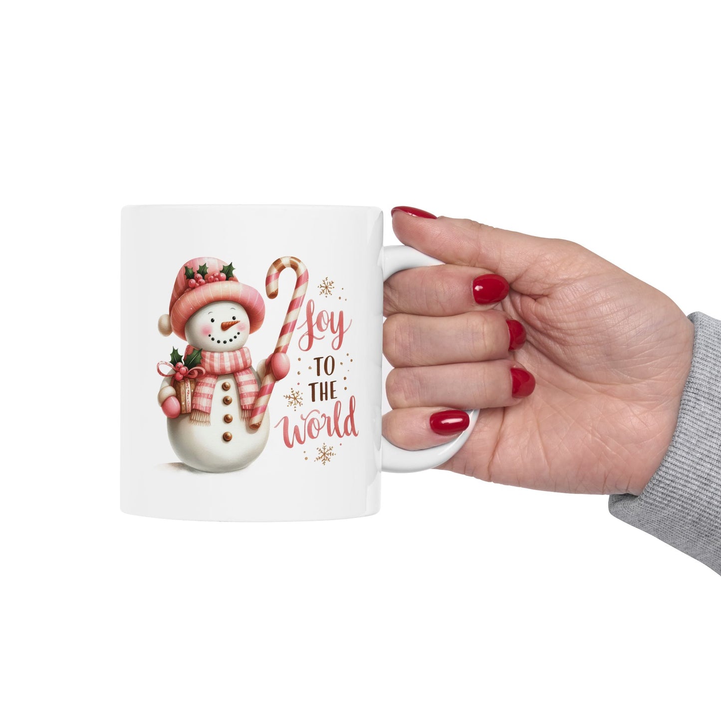 Joy To The World Pink Christmas Ceramic Mug