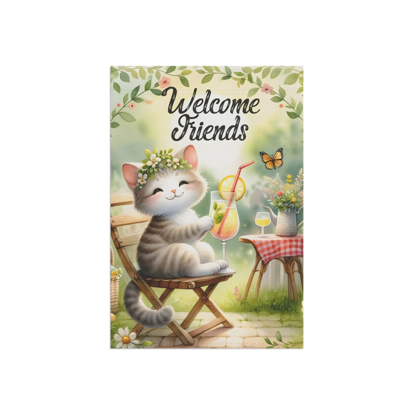 Cat Welcome Friends Garden & House Banner - Style 1