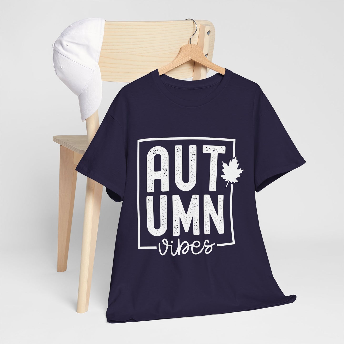 Autumn Vibes White Lettering Unisex Heavy Cotton Tee