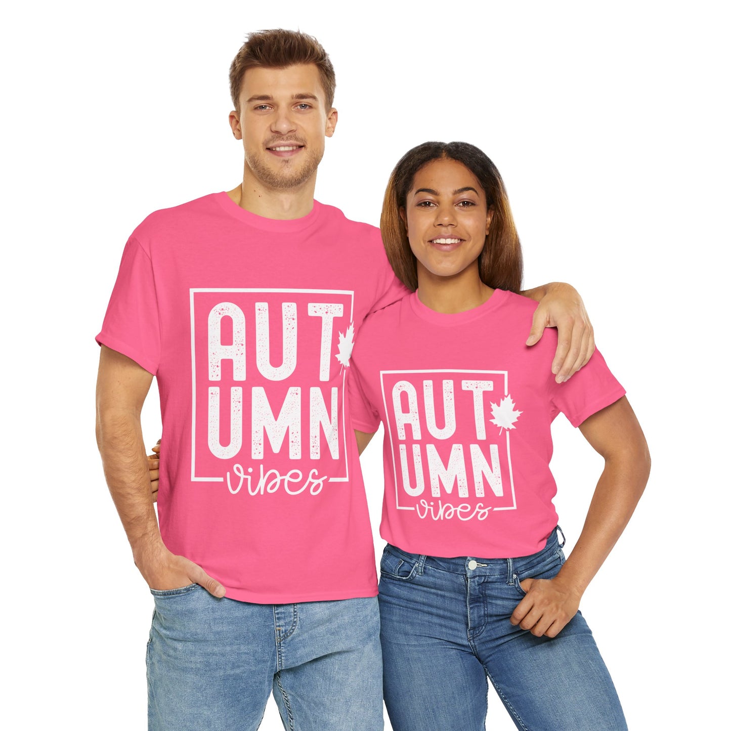 Autumn Vibes White Lettering Unisex Heavy Cotton Tee