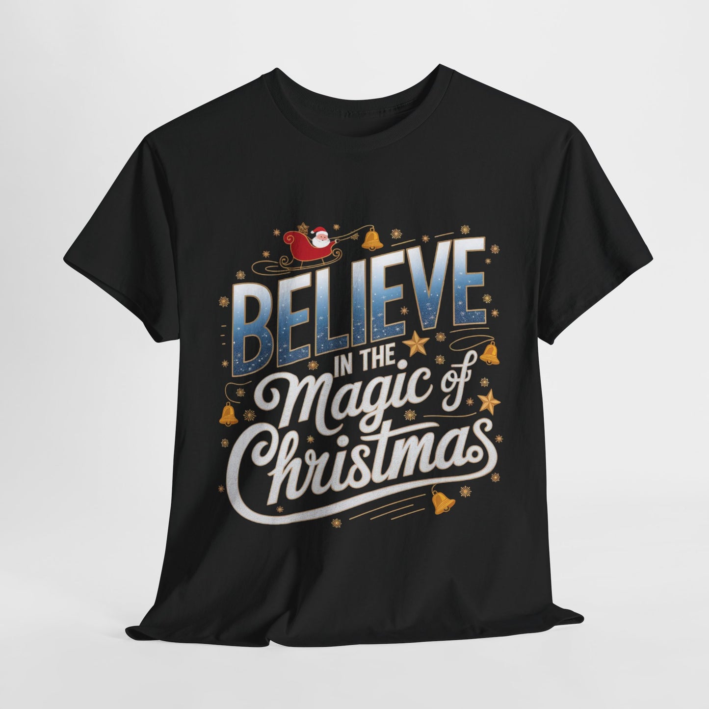 Believe In The Magic Of Christmas Blue Accents Heavy Cotton Tee