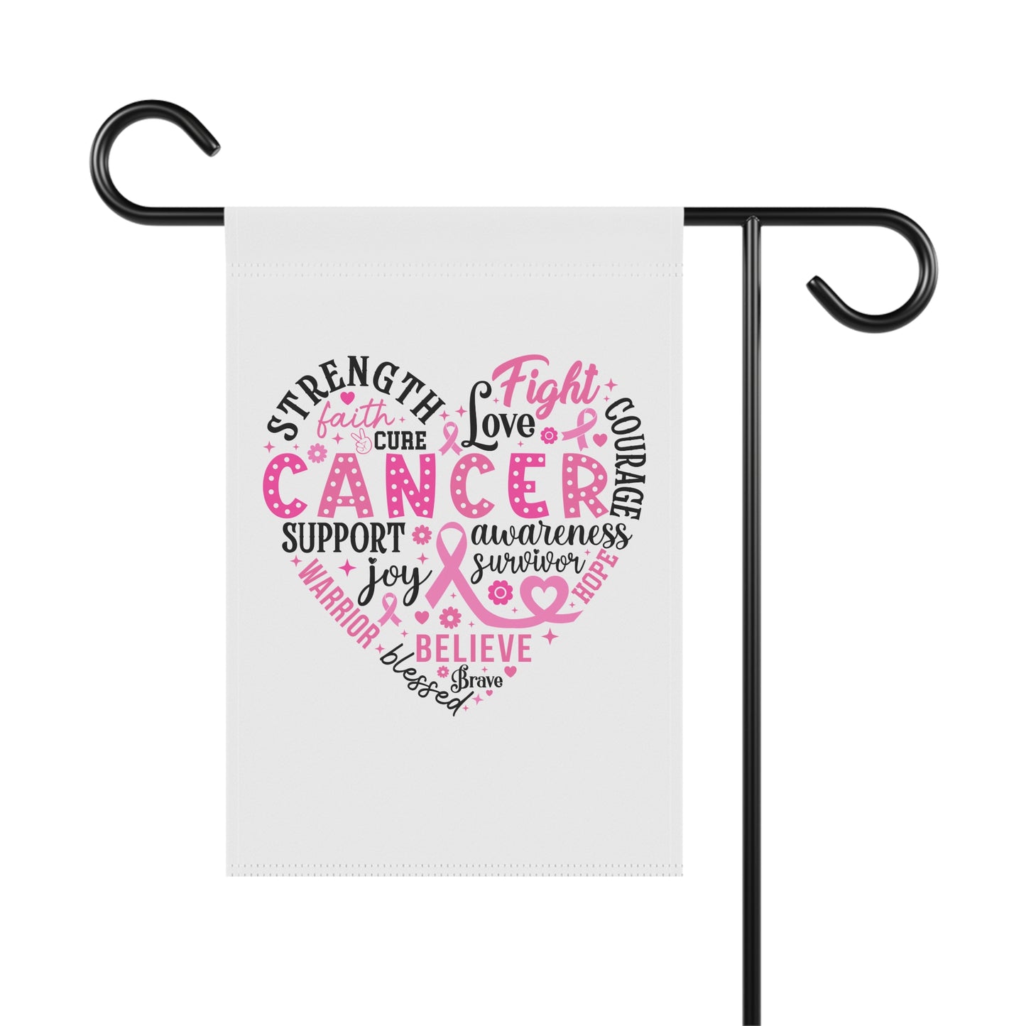 Breast Cancer Awareness Garden & House Banner - White