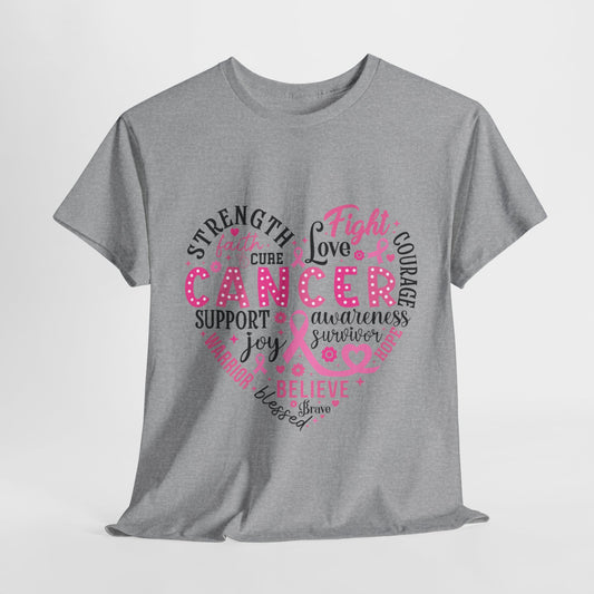 Breast Cancer Awareness Black Lettering Unisex Heavy Cotton Tee