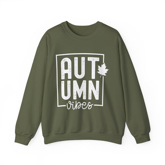 Autumn Vibes White Lettering Unisex Heavy Blend™ Crewneck Sweatshirt