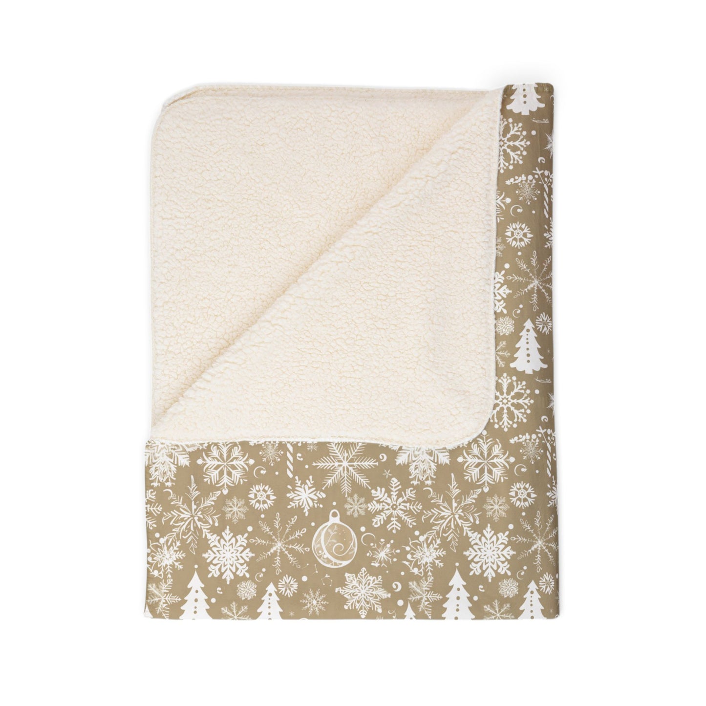 Beige Winter Wonderland Fleece Sherpa Blanket