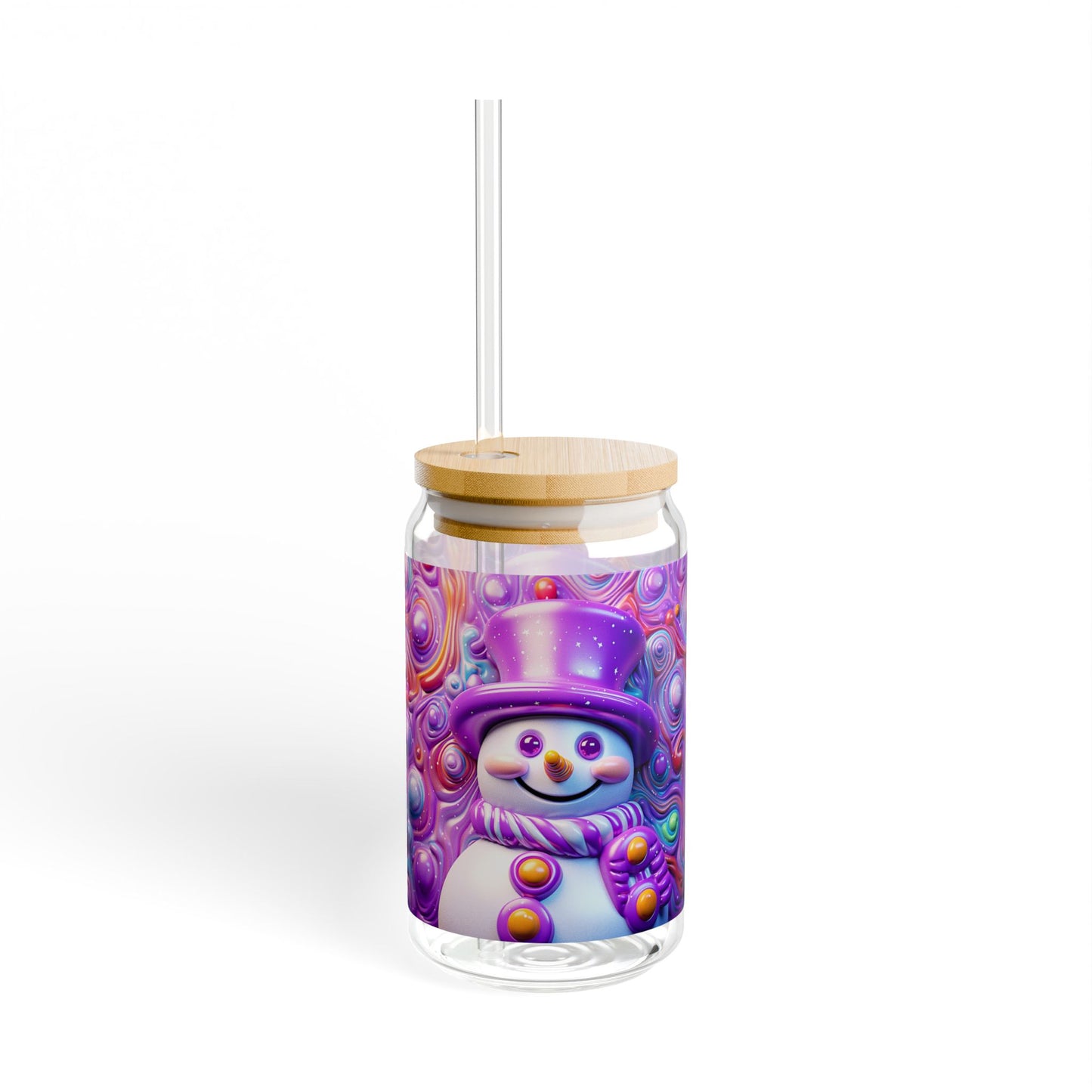 Purple Snowman Sipper Glass