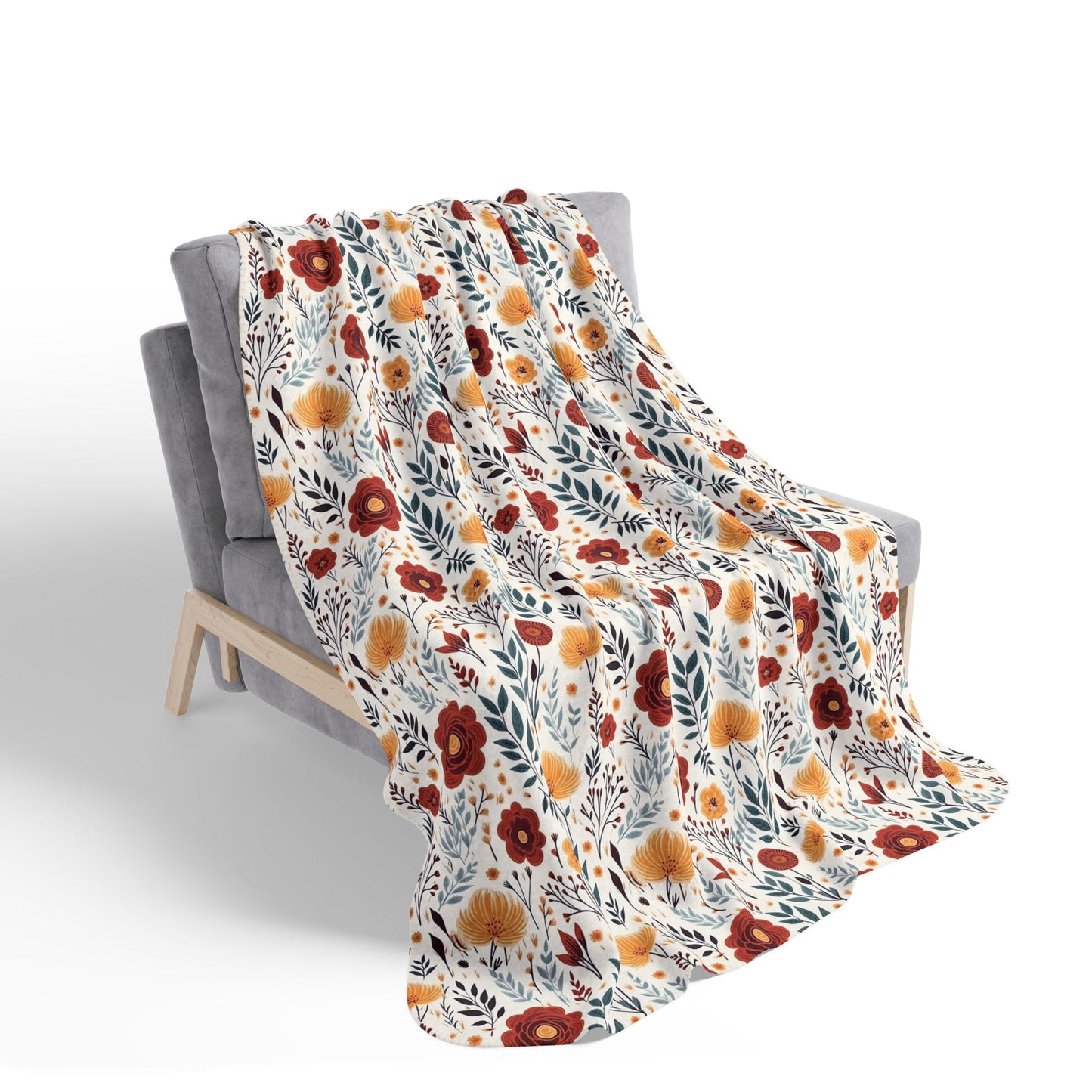 Fall Floral 2 Fleece Sherpa Blanket