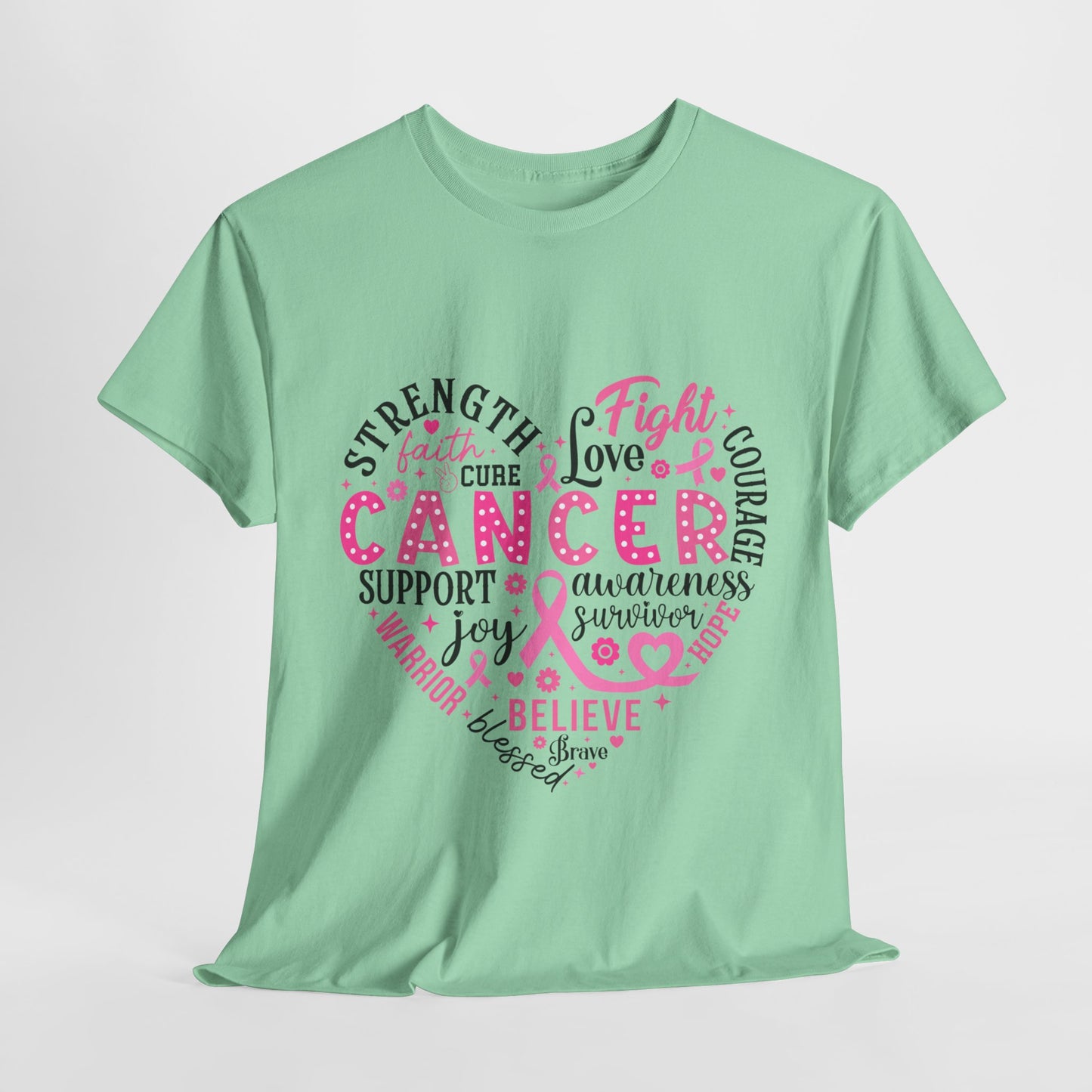 Breast Cancer Awareness Black Lettering Unisex Heavy Cotton Tee