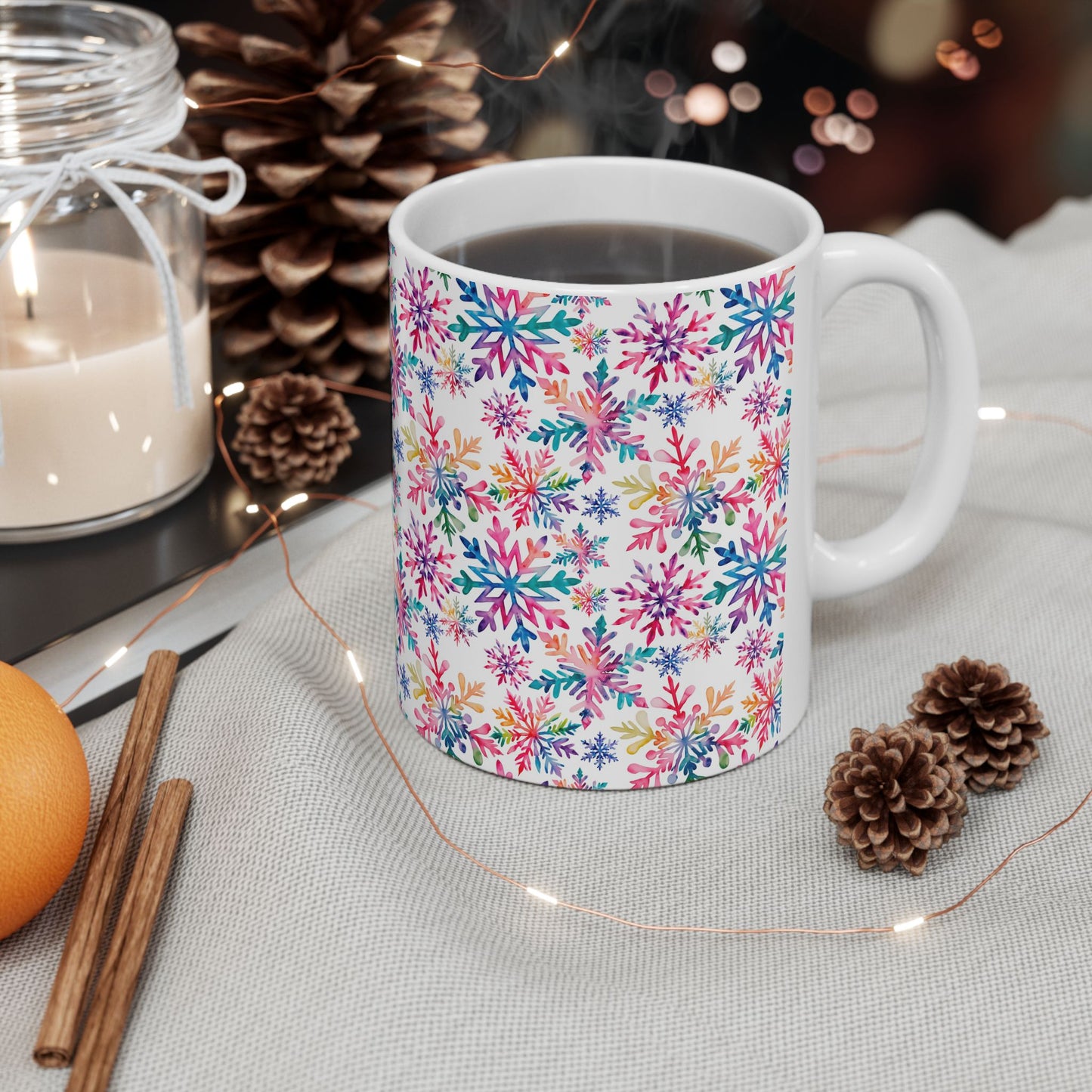 Colorful Winter Snowflakes Mug