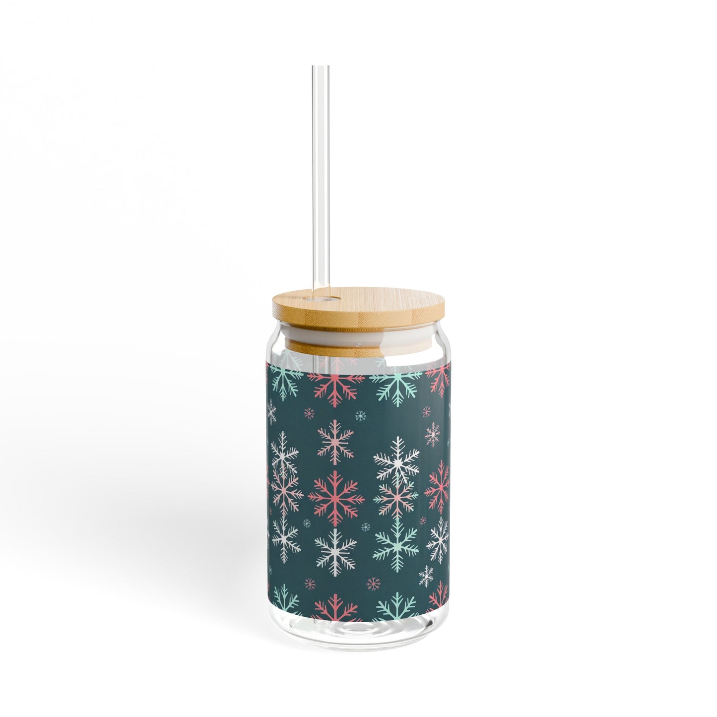 Colorful Snowflakes Sipper Glass