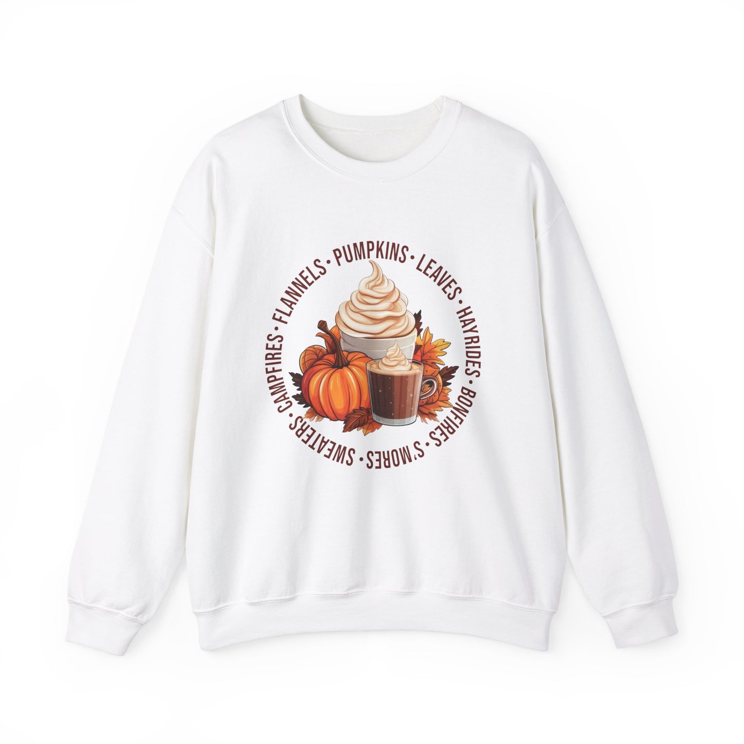 Fall Favorites Campfires Pumpkins Flannels Unisex Heavy Blend™ Crewneck Sweatshirt