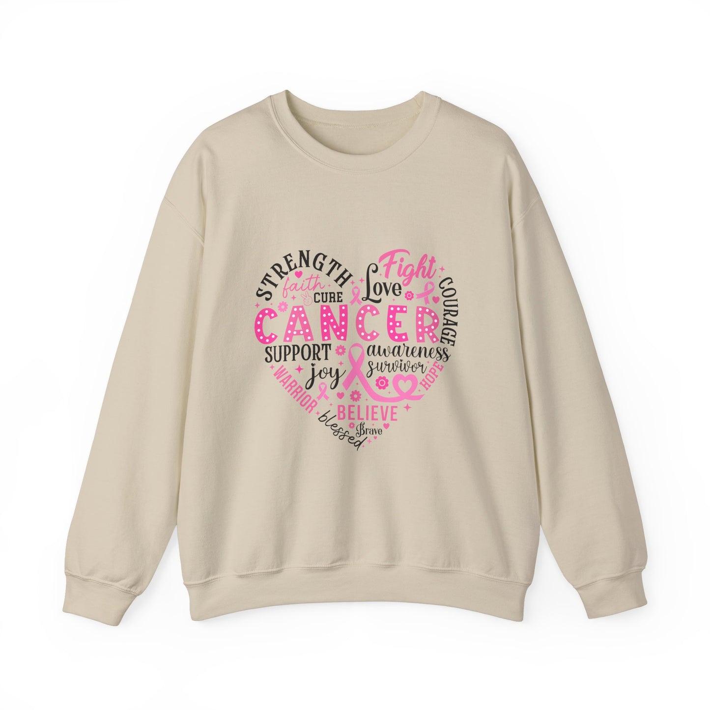 Breast Cancer Awareness Black Lettering Unisex Heavy Blend™ Crewneck Sweatshirt