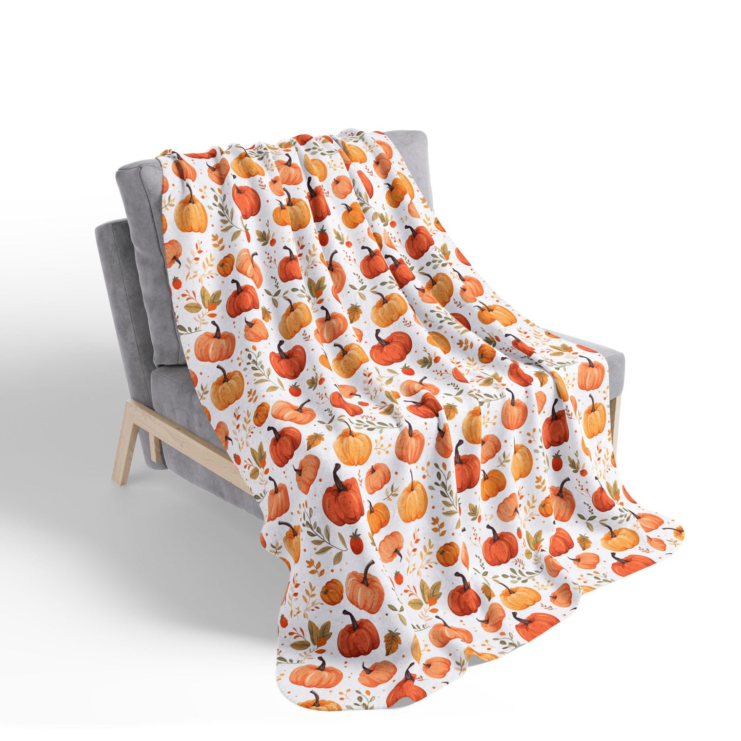 Autumn Pumpkins 3 Fleece Sherpa Blanket