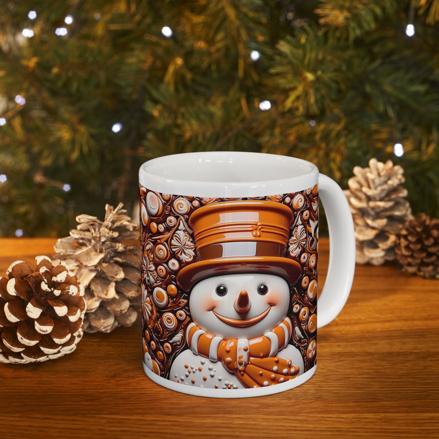 Chocolate Brown Snowman Ceramic Mug