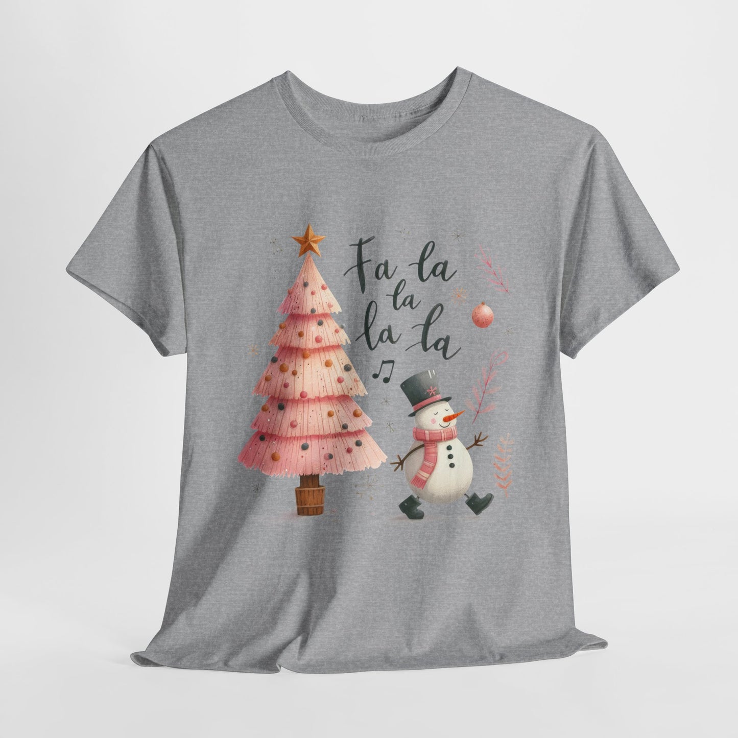 Fa La La La Pink Christmas Tree Heavy Cotton Tee