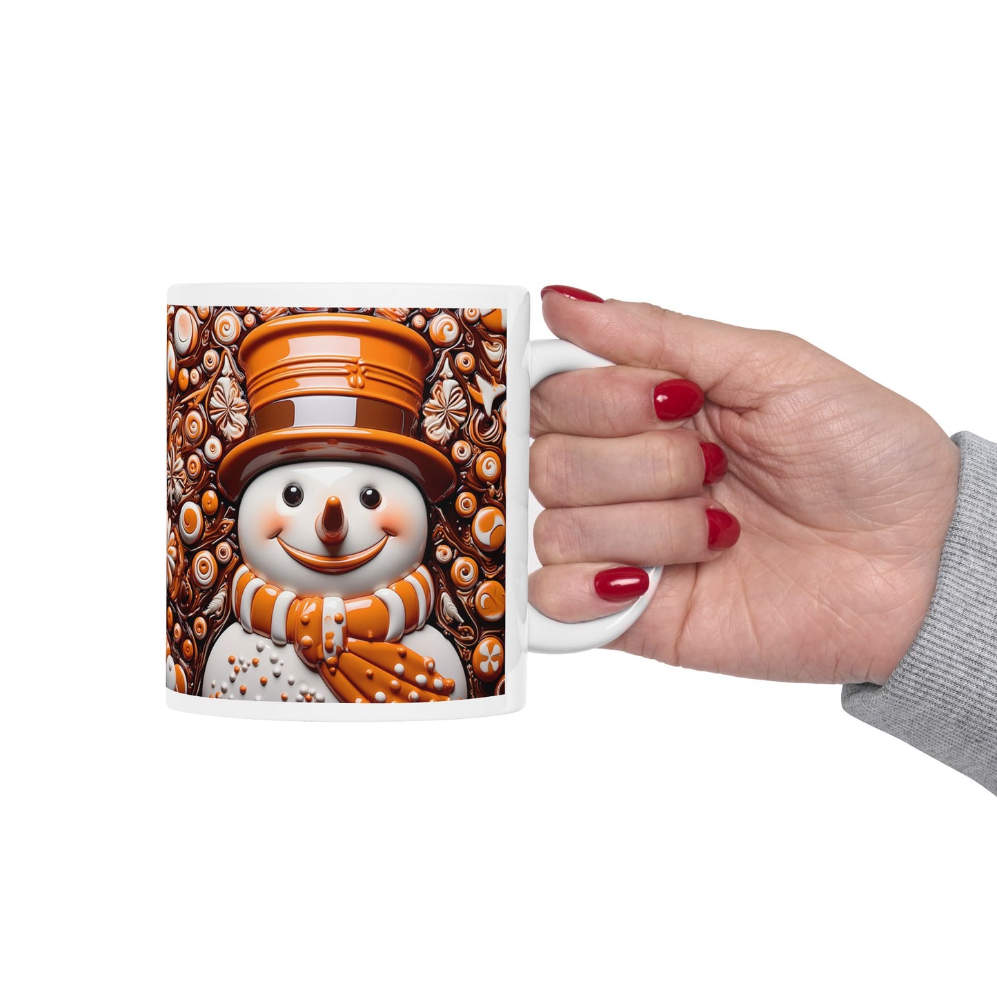 Chocolate Brown Snowman Ceramic Mug