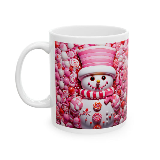 Pink Snowman Ceramic Mug