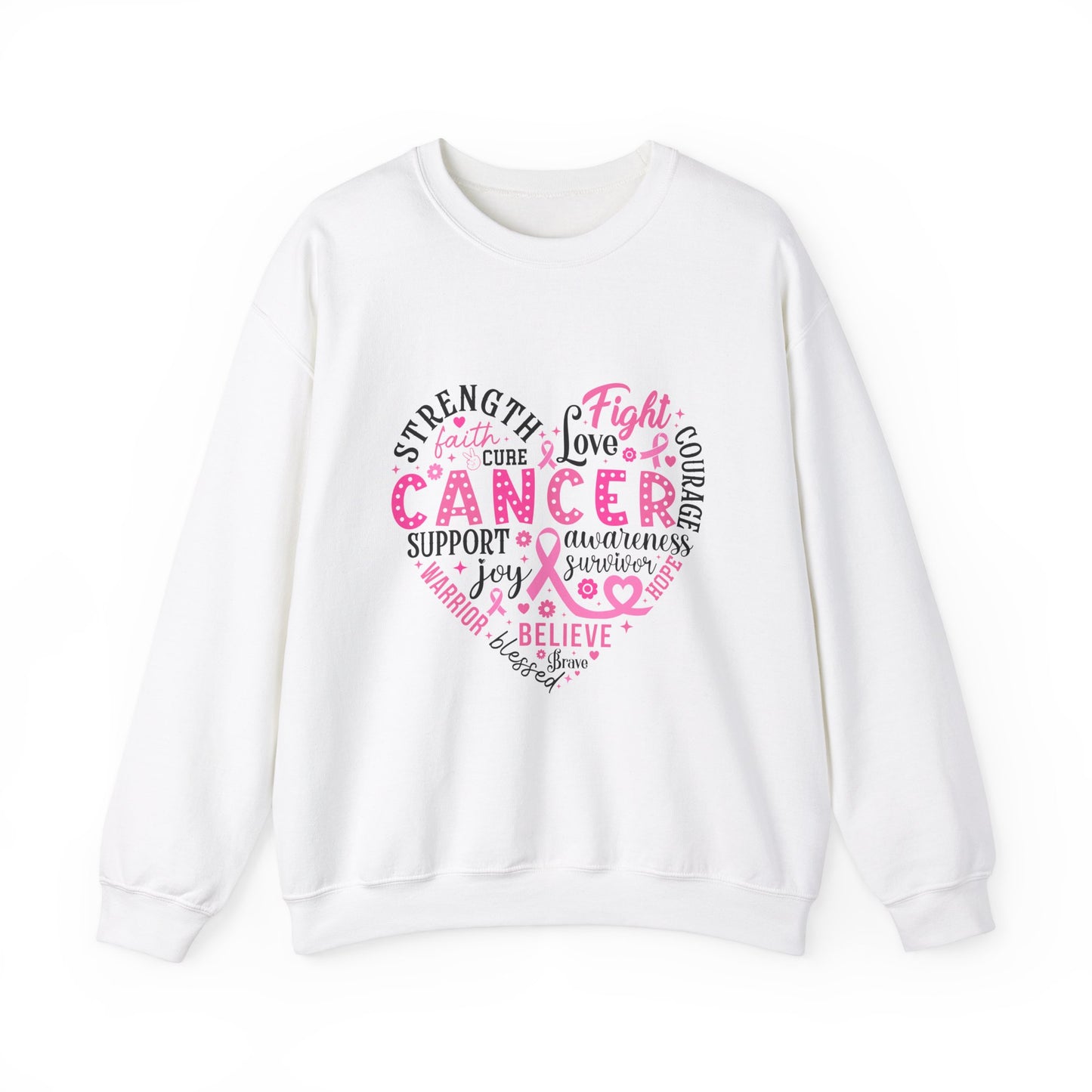 Breast Cancer Awareness Black Lettering Unisex Heavy Blend™ Crewneck Sweatshirt