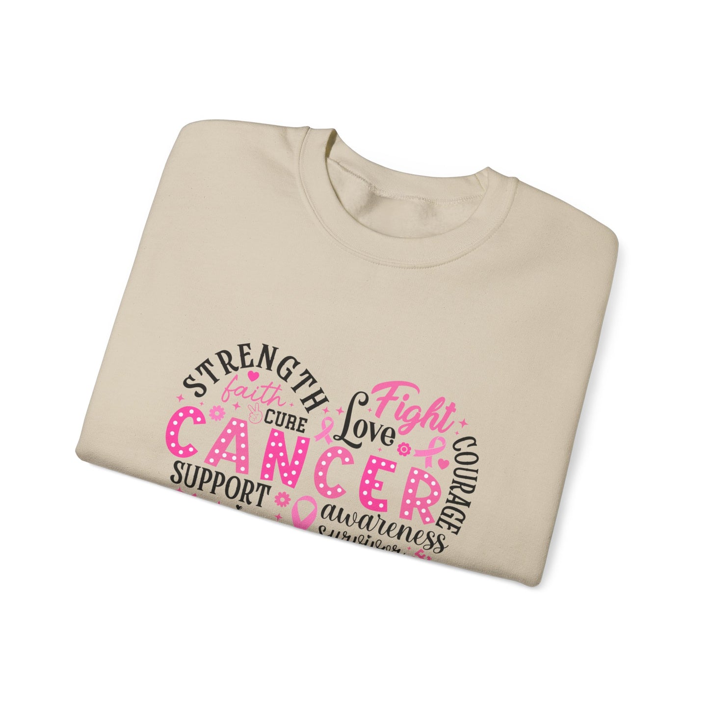 Breast Cancer Awareness Black Lettering Unisex Heavy Blend™ Crewneck Sweatshirt