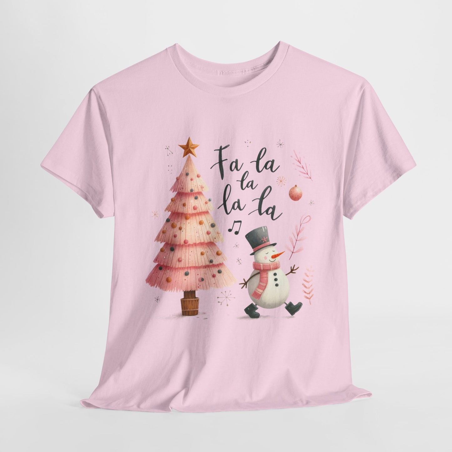 Fa La La La Pink Christmas Tree Heavy Cotton Tee